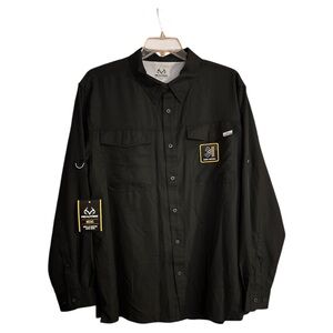 NWT REALTREE Mens Hunting Guide Shirt Black Roll Tab Long Sleeve Vented 2x